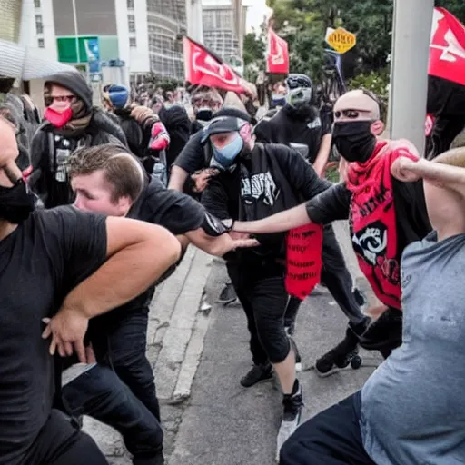 Image similar to an antifa mob acting civilized