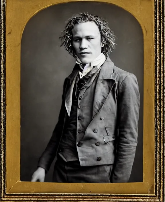 Image similar to portrait of heath ledger 1 8 0 0 s, los angeles