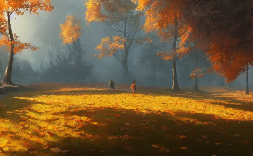 Prompt: autumnal landscape, ghibli, greg rutkowski, 8 k ultrarealistic trending on artstation