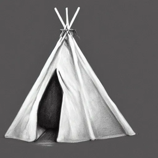 Image similar to Teepee, kiwi, charcoal, 3D, 8k