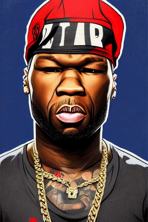Prompt: rapper 5 0 cent with bloods bandana, pop art, no duplicate image, pixel art, ultra details, ultra realistic, digital painting, artstation, concept art, smooth, sharp focus, identical, illustration, intecrate details, art by richard hamilton and mimmo rottela, pixels art by kirokaze and paul robertson, pencil by chris bachalo