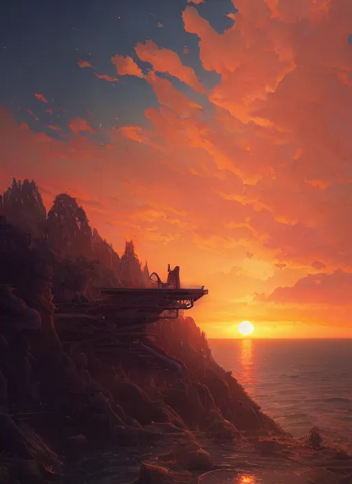 Prompt: detailed depiction of a seattle sunset, art by greg rutkowski, loish, rhads, ferdinand knab, makoto shinkai and lois van baarle, ilya kuvshinov, rossdraws, tom bagshaw, global illumination, radiant light, detailed and intricate environment