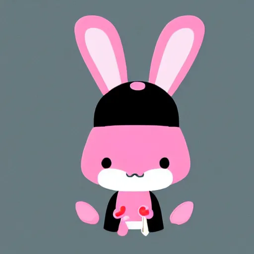 Prompt: amazing simple vector art, anthropomorphic pink rabbit character wearing a black bucket hat. Cute, kawaii, Cooky, bt21, Sanrio inspired. Beautiful artwork, Rabbt_character, rabbit_bunny, 獣, iconic character, detailed, 4K high resolution quality artstyle by artgerm, Guweiz, Pixiv, Instagram, dribbble, ArtstationHD