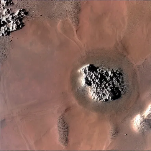 Image similar to Korolev city inside of Korolev crater on Mars, satellite view