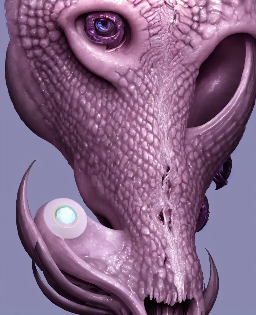 Image similar to goddess princess face close-up portrait ram skull. hard surface sculpting zbrush. jellyfish phoenix head, nautilus, orchid, skull, betta fish, bioluminiscent creatures, intricate artwork by Tooth Wu and wlop and beeple. octane render, trending on artstation, greg rutkowski very coherent symmetrical artwork. cinematic, hyper realism, high detail, octane render, 8k