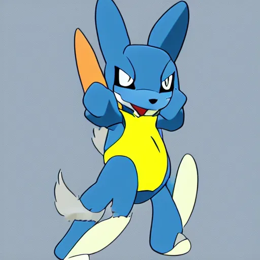 Image similar to Lucario from Pokemon, cartoon shading, sharp focus, trending on furaffinity