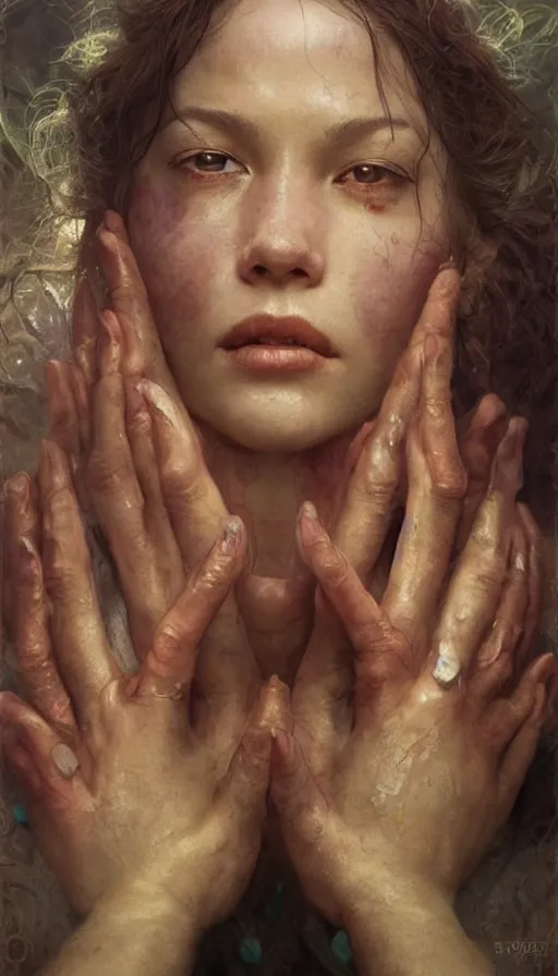 Image similar to epic masterpiece ignorance, drama, sweaty skin, hyperrealistic, octane render, cinematic, beautiful face and flawless skin, perfect hands, 5 fingers, ruby by Edgar Maxence and Ross Tran and Michael Whelan, Legends of Runeterra