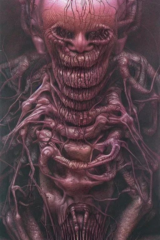 Image similar to hyper realistic painting of anxiety by wayne barlowe, beksinski, hr giger, austin osman spare, bussiere