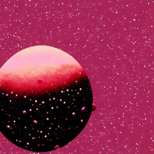 Image similar to an outer space planet that looks like a pink sprinkled donut, realistic fantasy illustration