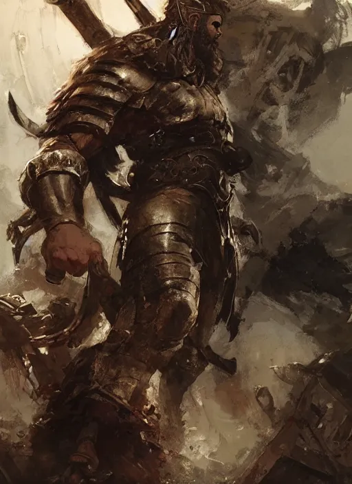 Image similar to ancient historically accurate depiction of the Bible Character Goliath of Gath, the Philistine warrior giant in ancient persian chainmail armor, dramatic lighting art by Yoji Shinkawa by Richard Schmid by greg rutkowski by Sandra Chevrier by Jeremy Lipking cinematic dramatic