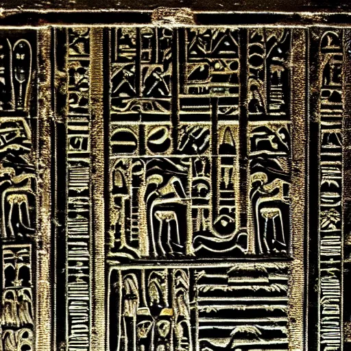 Image similar to dark bioluminescent egyptian hieroglyphs obelisk, sharp focus, hyper detailed masterpiece