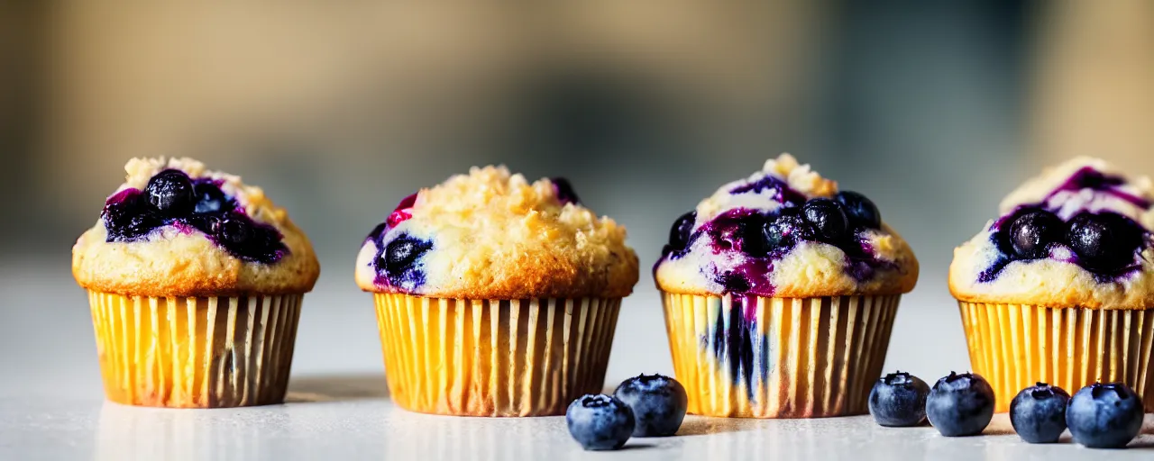 Prompt: 3 juicy blueberry cupcakes from a fast food restaurant smoking a cigarette, depth of field, food photography, isometric, tasty, mcdonalds, wide shot, studio, bokeh, gmaster, cooking, food, kodak, sony, canon