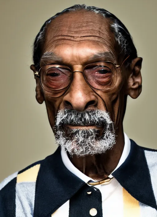 Prompt: DSLR photo portrait still of 85 year old age 85 Snoop Dogg at age 85!!!, 85mm f1.8