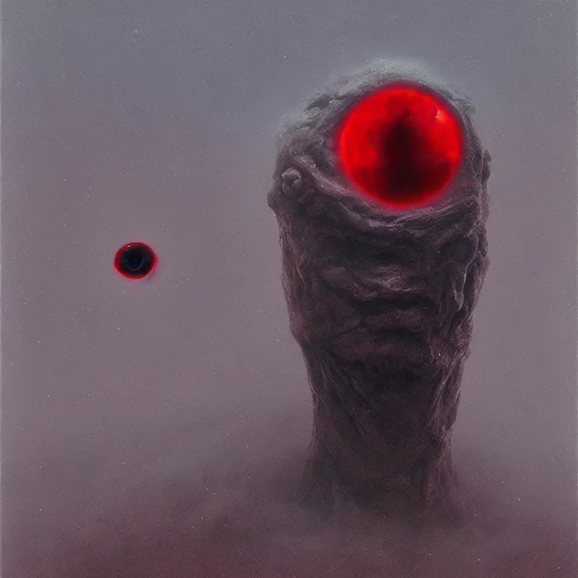 Image similar to a cosmic being shaped like an eyeball, epic, horror, red, white, by greg rutkowski and zdzisław beksinski, 8 k