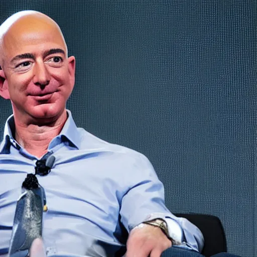 Prompt: photo of Jeff Bezos with beard and long hair