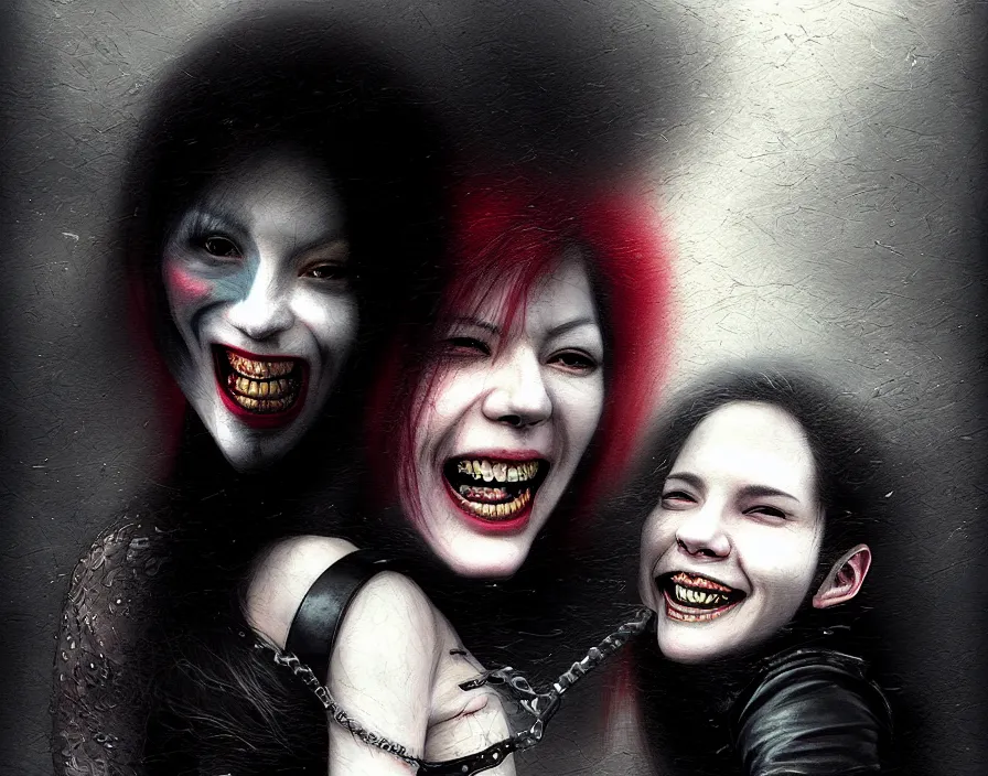 Prompt: portrait of the secretive vampire woman biker loner smiling at her cat, by yoshitaka amano, casey baugh, steve caldwell, gottfried helnwein, yasunari ikenaga, nico tanigawa, and artgerm rendered with 3 d effect.