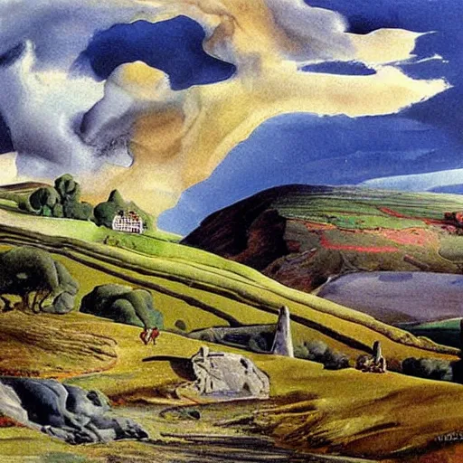 Image similar to Yorkshire dales painting by Salvador Dali