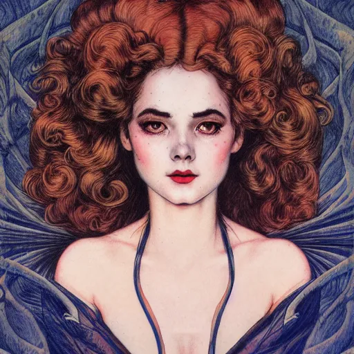 Image similar to a portrait in the style of anna dittmann and charles dana gibson and virgil finlay.