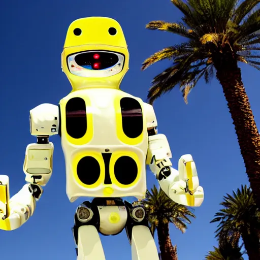 Prompt: LAS VEGAS, NV JUNE 7 2024: One of the most brilliantly designed robots to emerge from the future-technologies-portal.