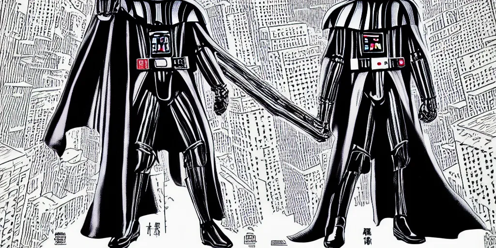 Image similar to darth vader, by junji ito