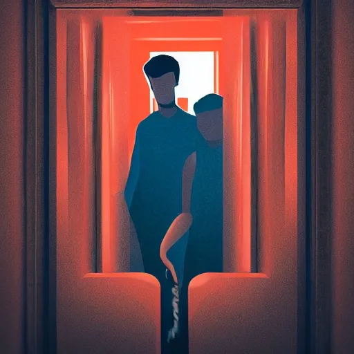 Prompt: poster for a short film called'liminal'about 4 male roommates that discover a hidden tiny door in their apartment, movie poster, advertisement, high detail, sharp, digital art, trending on artstation