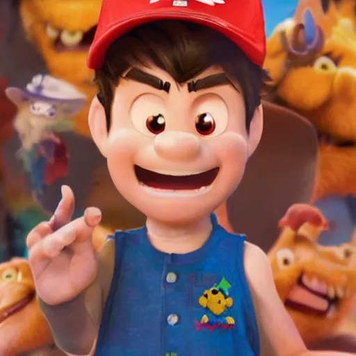 Prompt: promotional art, very very very cute disney pixar son goku based character wearing a baseball cap, white background, iconic film character, detailed, concept artwork, 3 d render official art, promotional art, by ilya kuvshinov katsuhiro villeneuve, jeremy lipkin and michael garmash and rob rey, disney pixar wreck it ralph