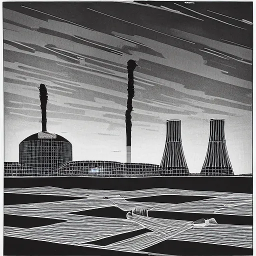 Image similar to A Masterpiece Landscape of a broken down nuclear power station, Nuclear blast imminent, nuclear reactor going critical, Graphic Novel, Pastel Art, Filmic, TriX 400 TX, Electron Microscope, 3D, Beyond Dimensiona, 4k HD, Geometric, Isohedral, Essence, Powerful, Phosphor Display, Multiscopy, DeNoise, insanely detailed and intricate, hypermaximalist, elegant, ornate, hyper realistic, super detailed. Depth Of Field, Steampunk color scheme. Artstation by Hayao Myazaki