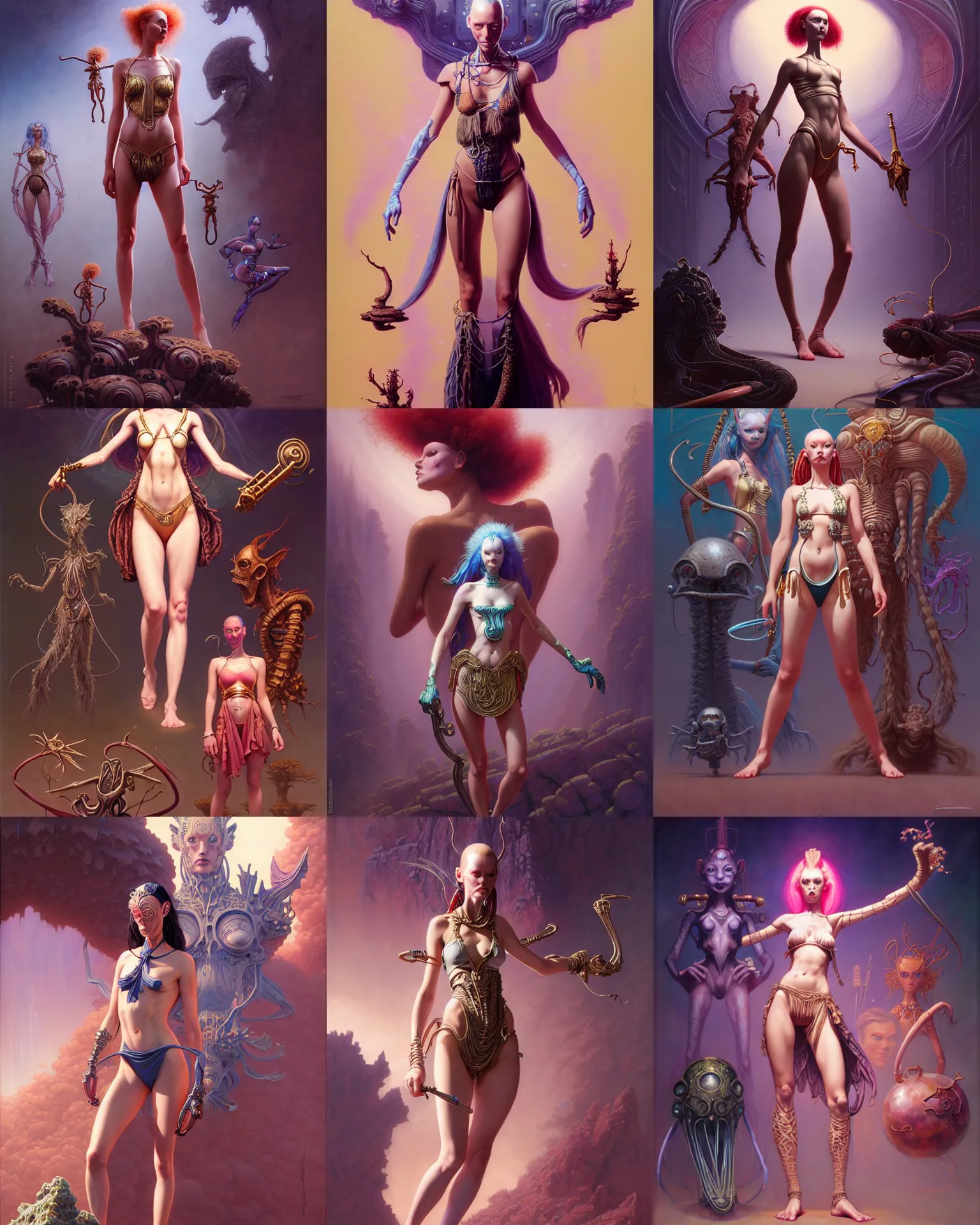 Prompt: girls in a cinema, fantasy character portrait, bikini, skirt, shorts, long shirt, bodysuit, leotard, ultra realistic, wide angle, intricate details, the fifth element artifacts, highly detailed by peter mohrbacher, hajime sorayama, wayne barlowe, boris vallejo, paolo eleuteri serpieri