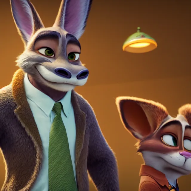 Prompt: portrait the style of zootopia. volumetric lighting, subsurface scattering, hyperrealistic, octane render, hyperdetailed