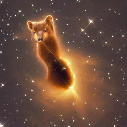 Prompt: pine marten head nebula in space, hubble telescope, NASA photo
