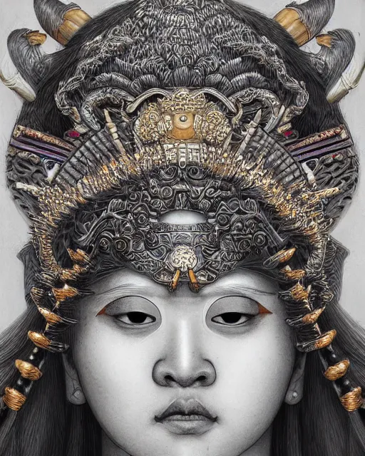 Image similar to hyper realistic portrait photo of ameterasu the sun goddess of japan, portrait shot, intricate detail