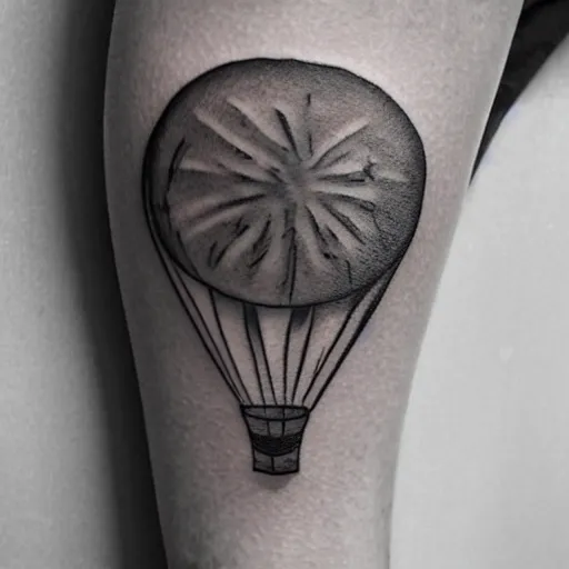 Image similar to a tattoo of balloons, tattoo art, black and white tattoo,