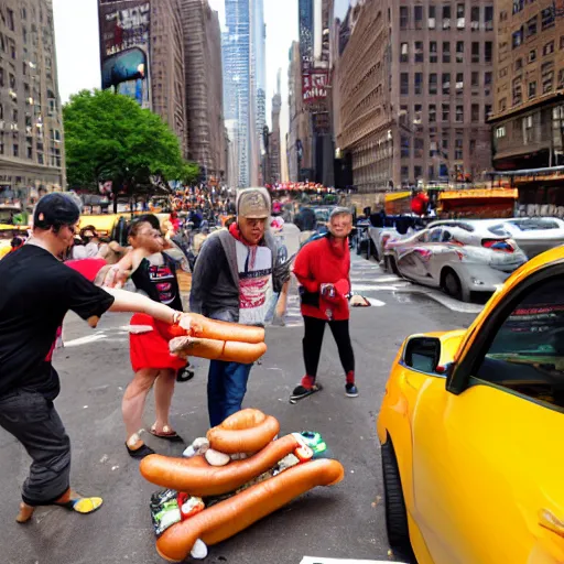 Image similar to 4 k photo of the hot dog incident of 2 0 1 6 in new york city