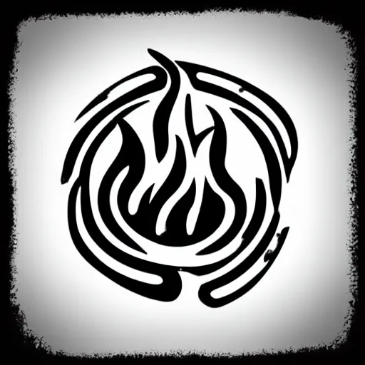 Prompt: simple yet detailed retro minimalistic fire flames warning enamel pin, use of negative space allowed, black and white only, smooth curves