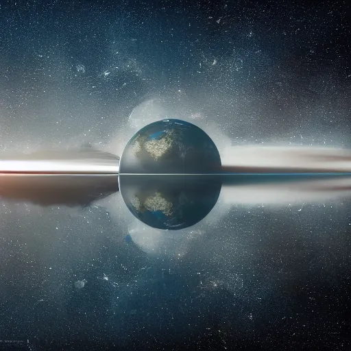 Image similar to flat earth, the firmament, photography, long exposure, ray tracing reflections