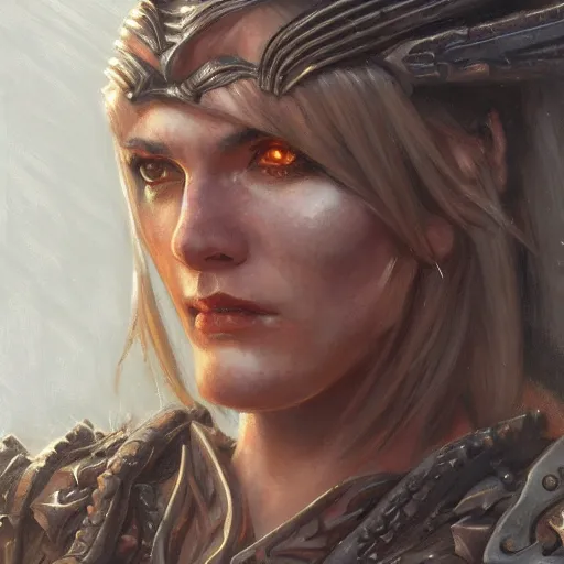 Image similar to the female flame knight as a realistic d & d fantasy character, closeup portrait art by donato giancola and greg rutkowski, vintage retro, realistic face, digital art, trending on artstation, symmetry!!