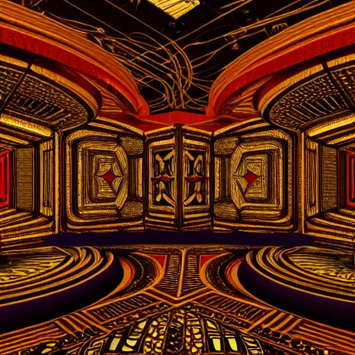 Image similar to casino patterns, aesthetic octane render, 8 k hd resolution, hr giger, mc escher style djinns