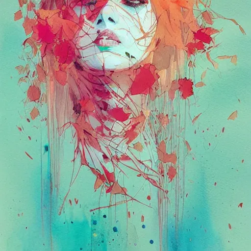 Image similar to watercolor painting by conrad roset, flowers growing out, cgsociety, artstation