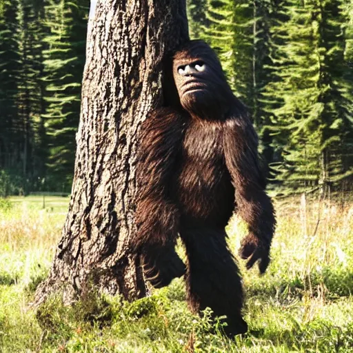 Image similar to Sasquatch tossing a tree