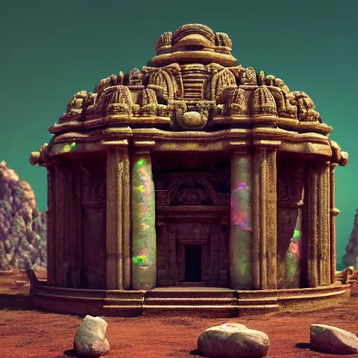 ancient temple made of opal carved in opal, desolate | Stable Diffusion |  OpenArt