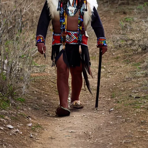 Prompt: native american chief walking