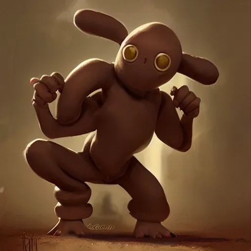 Image similar to Hitmonlee ,Greg rutkowski, Trending artstation, cinematográfica, digital Art