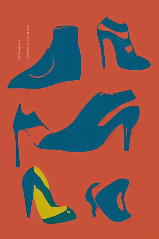 Image similar to minimalist boho style art of colorful shoes, illustration, vector art