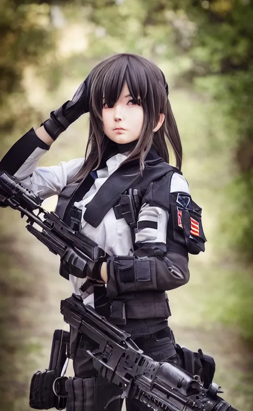 Prompt: portrait photo, highly detailed, high resolution, cosplay photo, stunning, girls frontline style, bokeh soft, 100mm, trending on instagram, by professional photographer, realistic human anatomy, real human faces, realistic military carrier, soldier clothing, modern warfare, without guns, shot with a canon, low saturation, soldier clothing