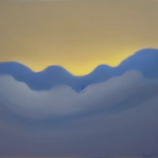 Prompt: silhouette of mountains made of light!!! bright cloudy sky, overexposed, oil on canvas