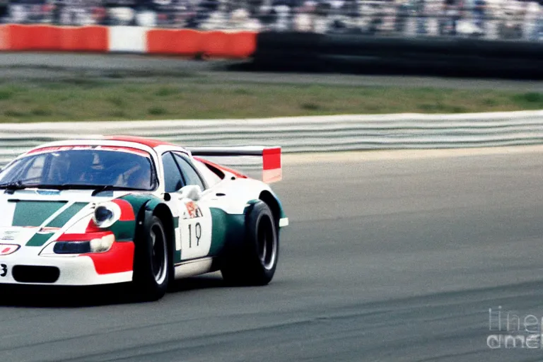 Prompt: 7 8 7 b lancer 9 1 1 racing on track le mans film photo filmgrain 1 9 8 8 retro photograph