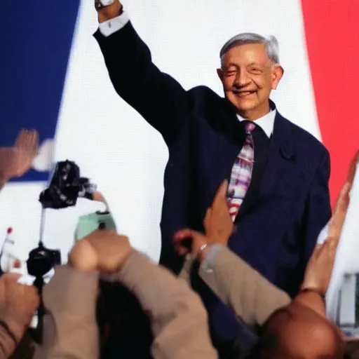 Prompt: photograph of AMLO smiling