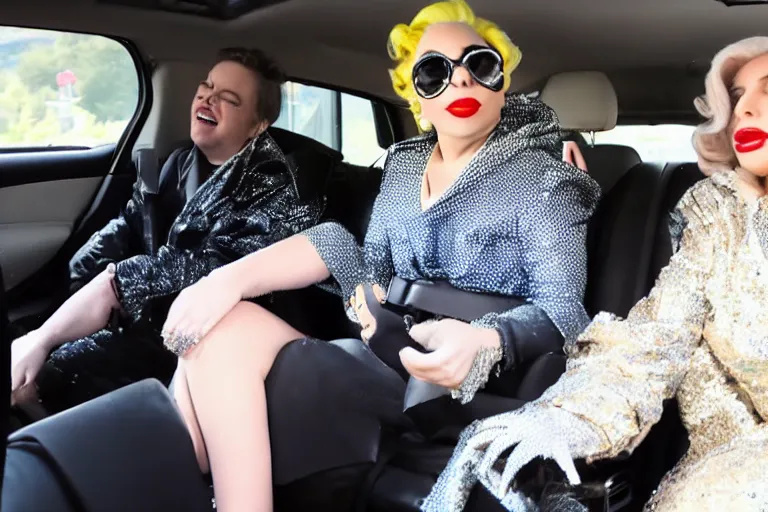 Image similar to lady gaga and judy garland carpool karaoke