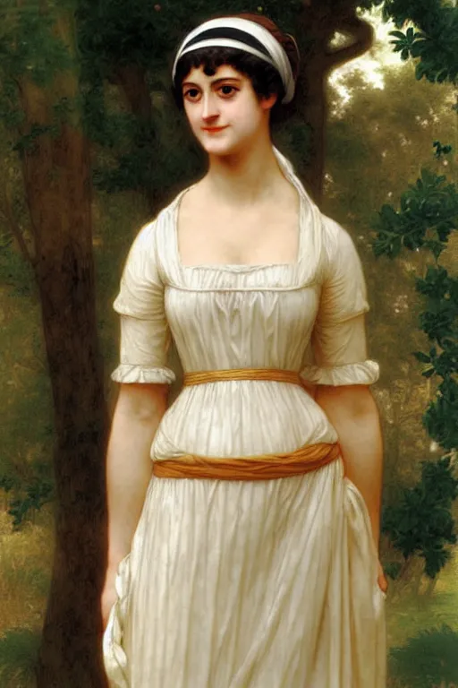 Image similar to jane austen in a greec - style dress, painting by rossetti bouguereau, detailed art, artstation