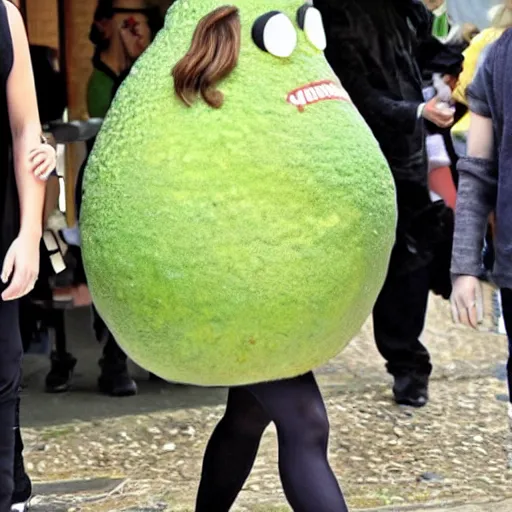 Image similar to emma watson in an avocado costume